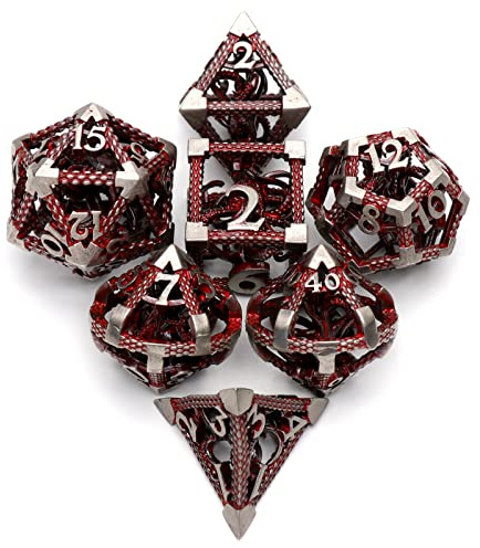 Dés JDR Dés de Jeux pour Donjons et Dragons, Set de Dés Polyédriques Cthulhu HNCCESG Dés Jeu de Role Dés en Métal Poulpe 3D Creux D4/D6/D8/D10 (0-9 et 00-90)/D12/D20 7 Pièces avec boîte en métal