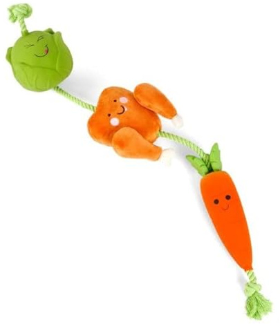 ZOON Plush Fun Tugga Chicken Dinner tug of war Dog Toy on rope