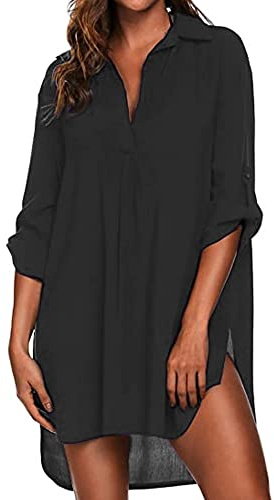 KBRPEY Pareo Femme Plage Chemise Transparent Cache Maillot de Bain Robe Ete Tunique Boheme Beachwear Couvrir Bikini Cover up Sarongs Vacances
