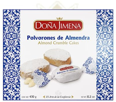 DOÑA JIMENA - Polvorón aux amandes, Qualité Suprême, gourmandise typique de Noël, Recette Artisanale, 430g