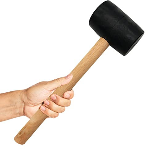 Huasean 5 Martello in Gomma | Mazza in Gomma con Manico in Legno per Una Facile Presa - Maglio in Gomma Antiscivolo per Pavimenti in Ceramica per Pavimenti per la Lavorazione del Legno