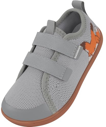 Kids Wide Barefoot Shoes Boys Girls Minimalist School Walking Shoes Trail Running Shoes Walking Sneaker(Light Grey Fox, 10UK Child Wide)
