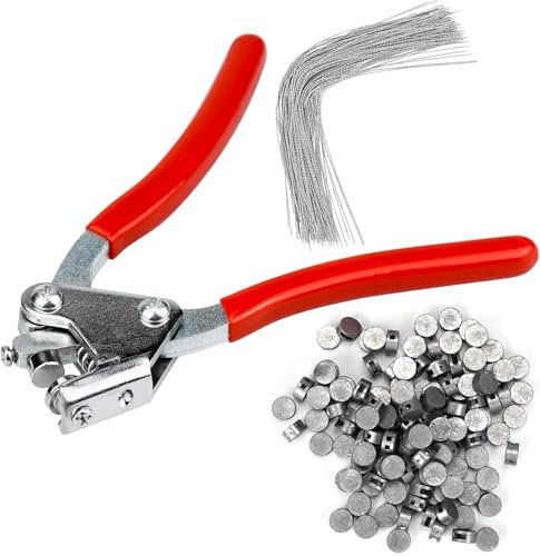 Alicates para precintos de plomo, juego con 80 unidades de alambre de seguridad de 170 mm, alicates de sellado de acero, 80 unidades, diámetro de 8, 10 juntas redondas, color rojo