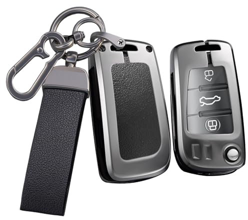 Ysbxitu nyckel fodral kompatibelt med Audi A1 A3 A4 A6 A8 Quattro Q2 Q3 Q5 Q7 S3 S4 S6 RS3 RS6 R8 TT TTTS , Car Keychain A-UDI A3 tillbehör, läder Audi A1 fjärrkontrollfodral – 3 knappar
