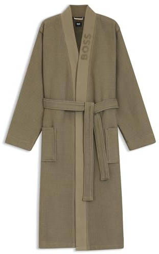 BOSS Hommes Waffle Kimono Peignoir en structure gaufrée avec logo brodé