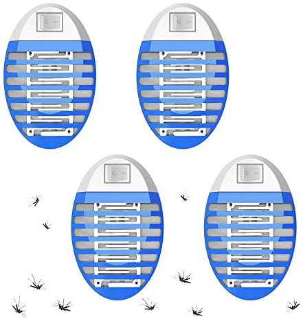 YOUKK Lampada Antizanzare Elettrica, 4 Pezzi Lampada per Zanzare, Trappole per Zanzare con Lampade UV, Presa Repellente per