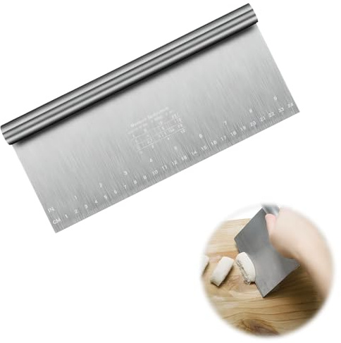 Ruvan Grattoir À Pâte, Coupe Pâte Boulangerie En Inox Avec Spatule, Pour Gâteaux, Cakes, Pizzas, Tartes, Dough(20 * 12 Cm)