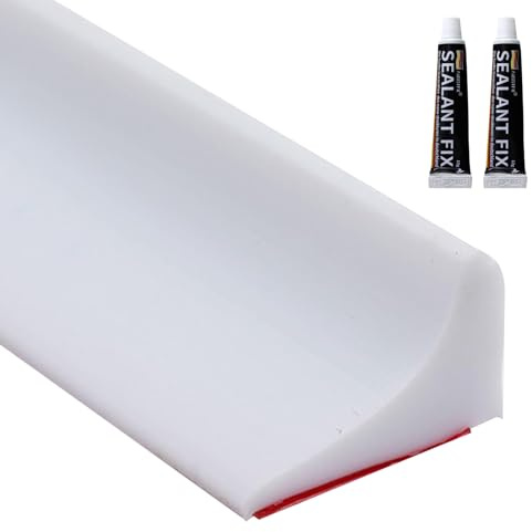 TAIHOBO Wet Room Floor Barrier: 2.5m/98.43in Shower Water Barrier, Self-Adhesive Shower Tray Sealing Strip for Kitchen Bathroom, Easy to Cut, Wet and Dry Separation (White)