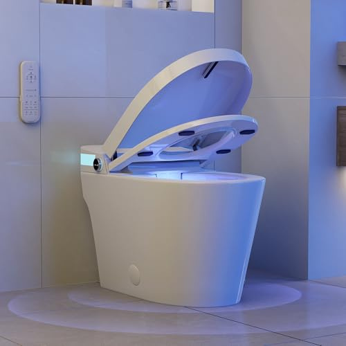 Homary WC Giapponese Intelligente con Bidet Incorporato, Bianco, 4.84 L/Scarico, Sedile Riscaldato e Funzioni Regolabili, Scarico a Sifone, Coperchio Manuale e Scarico Verticale