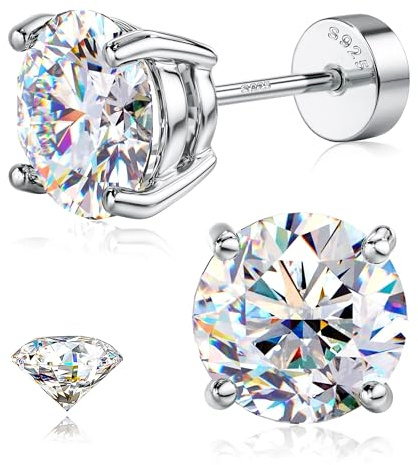 SLLAISS Boucles d'Oreilles Moissanite Femme Argent 925 | 16K Clous d'Oreilles Diamant Hypoallergénique Oreille Piercing Tragus Helix Piercing Oreille Homme 2-7.5mm Argent/Or/Or Rose