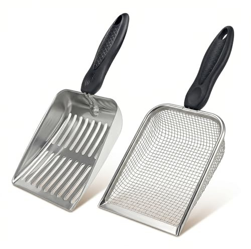 2Pcs Stainless Steel Cat Litter Scoopers,Cat Poop Scoopers,cat litter scoop