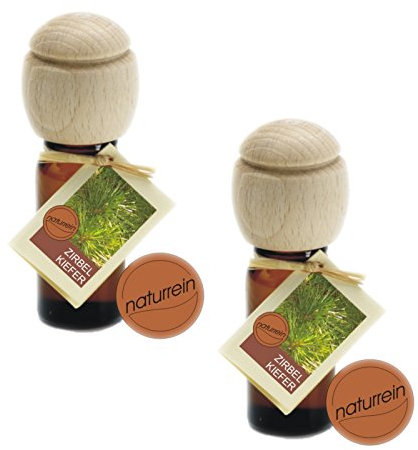 Zirbelöl 2x 10ml Duftöl mit Buchholzkopf als Duftträger Zirbe Raumduft Zirbenkiefer Naturöl