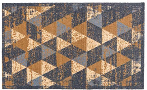 Astra Rutschfester Teppich Wohnzimmer - Miabella Fußmatte innen - Küche Läufer Flur Schmutzfangmatte - Sauberlauf 66x110cm Dreiecke grau-braun