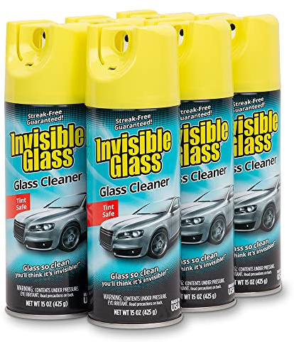 Invisible Glass 91163-6PK Premium Aerosol Glass Cleaner Spray for Car Windshields and Windows, Automotive and Home Window Cleaner, Streak-Free, Ammonia-Free, Tint-Safe – 15 oz (Pack of 6)