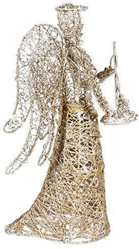Angel Christmas Tree Topper Gold Glitter Christmas Treetop Decoration Coated Metal Angel Xmas Tree Topper Ornaments for Holiday Home Office Shopping Mall Decor