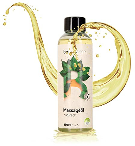 BIO BALANCE veganes Massageöl DERMATOLOGISCH GETESTET 150ml intim geeignet mit Vitamin E & Shea Butter duftneutral Body Bio Oil für Wellness Massage & Anti Stress Massage Oil in recycelter Flasche
