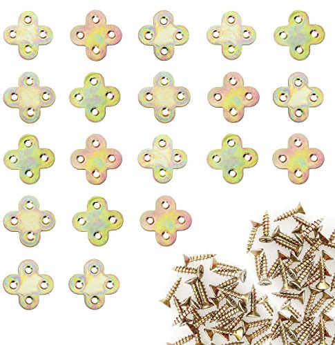 ITROLLE 20PCS 40mm Flat Plate Cross Bracket Connector Carbon Steel Cross Plate Corner Brace Flat Strut Mount Bracket