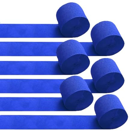 LATRAT 6 nastri crespi da 4,5 cm x 25 m, fatti a mano, carta crespa per bricolage, decorazioni per matrimoni, feste (blu)