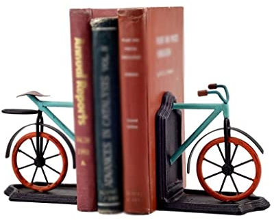 LUNIZ Serre-Livres pour étagères Bibliothèque de vélos créatifs Boîte de Fer forgé Organisateur Livre Non-Slip Libre De Décoration Bureau Salle à Manger Salon Accessoires