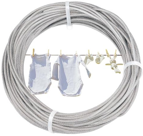 3mm Wäscheleine mit Stahlkern, Extra Starke Wäscheseil 25m mit Einer Tragfähigkeit von 600kg, Reißfest, witterungsbeständig und Rostfrei Wäscheleinen für Wäschespinne, Garten, Balkon und Camping