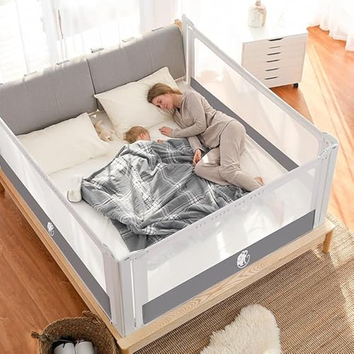monkey mum® Popular Rausfallschutz Bett, Bettgitter,80-200cm,Stabil,Hoch Bettgitter Rausfallschutz, Rausfallschutz Bett 180cm, Rausfallschutz Boxspringbett, Bettgitter Boxspringbett, Bettschutzgitter