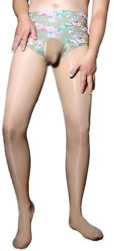 BESYFAY Herren Sissy Sexy 8 Den Öl Glänzend Strumpfhosen Seidig Glänzende Unterwäsche Durchsichtig Strumpfhose