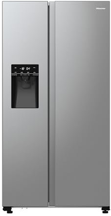 Hisense RS5P535NTCE Side-By-Side Kühl-Gefrier-Kombination, 376 Liter Kühlteil, 190 Liter Gefrierteil, Total NoFrost, Multi AirFlow, FastFreeze, Energieeffizienzklasse E, 178,6cm x 91,5cm, inox