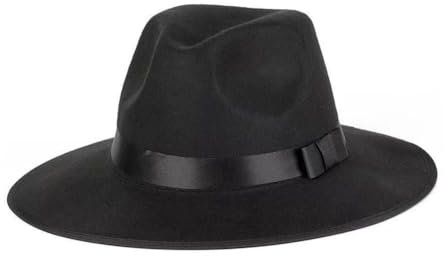 VASANA Schwarze Fedora- und Panama-Hüte, breite Krempe, Schleife, warm, Unisex, Schlapphut für Performance, Party, Show, Cosplay, Hochzeit, Alltag (56-58 cm), Schwarz, M