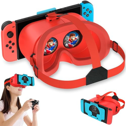 VR Headset for Nintendo Switch & Switch OLED Model, Switch VR Virtual Boy Glasses with Adjustable HD Lenses and Comfortable Head Strap, Labo VR Kit 3D Goggles for Switch Accessories (Orange&Blue)