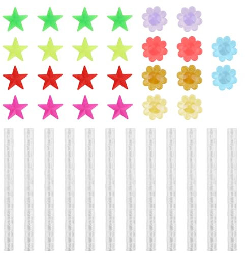 THKO Speichenreflektoren Fahrrad 12pcs + Fahrradspeichen Perlen Dekorationen 48pcs Blumen- Und Sternform Reflektoren Speichen Bunte Rückstrahler Set Fahrradzubehör für Fahrräder Spoke Sicherheit