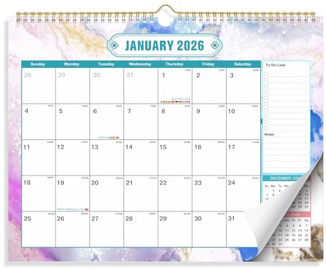 ZEEYUAN Calendario da Parete 2026-2027 Calendario mensile Calendario di 18 mesi Da gennaio 2026 a giugno 2027 per uffici domestici e scuole