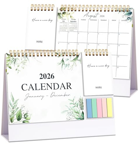 Bordskalender 2026–12 månadskalender 2026: MSLHUB stående kalender från JAN. till DEZ. 2026, kalender 2026 för uppställning med uppgifter lista och månadsvy, skrivbordskalender för skola kontor hemma