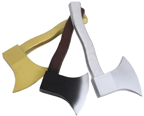 Ciieeo Lot de 3 Fausses Haches Réalistes en Polyuréthane, Accessoires de Costume Pirate et Bûcheron pour Halloween, Léger et Sûr pour Soirées Costumées Garçon et Filles et Adultes,
