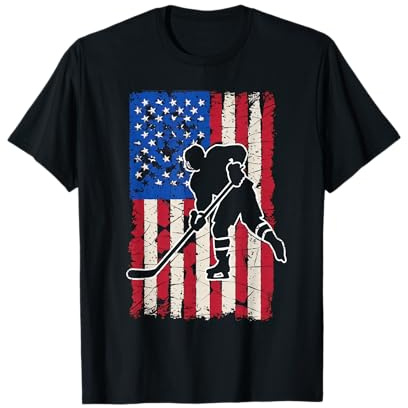 Camiseta De Hockey con Bandera Americana para Hombre Y Niña, Camiseta