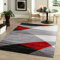 VIMODA Teppich Geometrisches Muster Meliert in Rot Grau Weiß Schwarz Kurzflor Wohnzimmer, Maße:60 x 110 cm