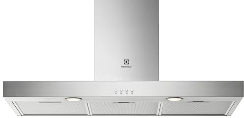Electrolux LFT419X Campana extractora de pared, 90 cm, 3 velocidades, Potencia máxima 600 m3/h, Control botones, Luces LED, Filtro de carbón lavable antigrasa, Chimenea incluida, Inox, Clase C