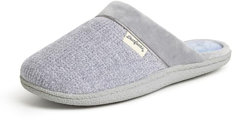 Dearfoams Women's Samantha Knit Closed Toe Scuff Slipper, Sleet, X-Large