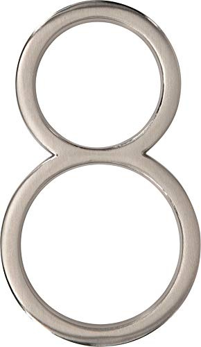 Distinctions 844708 House Number 8, Brushed Nickel Zinc Floating Address Number, Modern Outdoor Address Sign for Front Door, Mailbox, Wall, or Plaque, 5 Inches