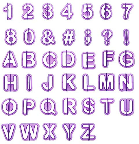 Soleebee 40-Teiliges Fondant Ausstecher Set Ausstechformen für Buchstaben, Zahlen und Satzzeichen Formen Set Fondant Werkzeuge Zubehör Modellierwerkzeug für Torten Deko