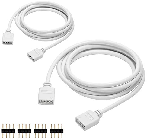 Aroidful 2Pcs 1.5M 4PIN LED Strip Light Extension Cable Wire, RGB LED Connector Cable 4 Pin, LED RGB Extension Cable for 5050 3528 2835 RGB LED Strip Light