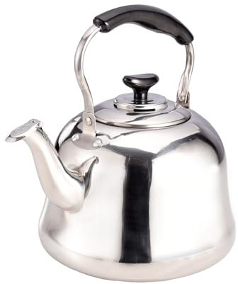 Royalford Stainless Steel Tea Kettle for Stove Top, Portable Teapot for Kitchen Camping Hiking Anti - Hot Handle Tea Boiler Hot Water Kettle for Tea Coffee, 1L Capacity