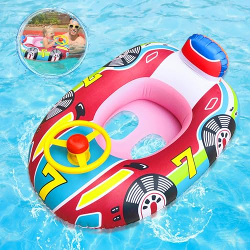 Anello da Nuoto per Bambini 6 Mesi a 36 Mesi, Piscine Gonfiabili per Bambini con Volante, Anello da Nuoto Gonfiabili, Galleggiante per Piscina per Bambini (rosa)