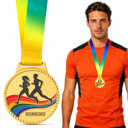 VICASKY Medaille Trophée Sportif Mésaille d'or, MéDailles Métal DiamèTre 7 Cm avec Collier pour Enfants étudiants Compétition Récompenses des Sports Jeux La Fête Récompense Ballon de Football 2026