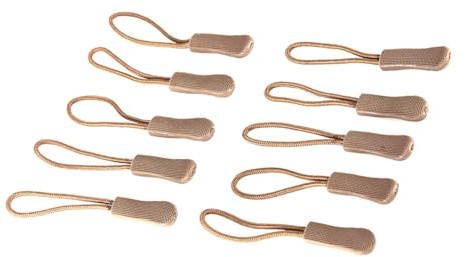 ANKROYU 10x Tirettes à Fermeture Éclair Curseur Cordon Extracteur de Corde Extrémités Verrouillage Zip Clip Boucle pour Camping en Plein Air Sac à Dos Sacs de Voyage Plastique Kaki