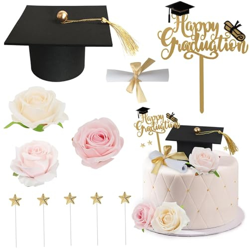Adornos para Tarta de Graduación, Decoracion Tartas Graduación, Adornos para Cupcakes de Graduacións, Decoración de Pasteles Temáticos para Universitarios, Maestría y Foctorado (11PCS)