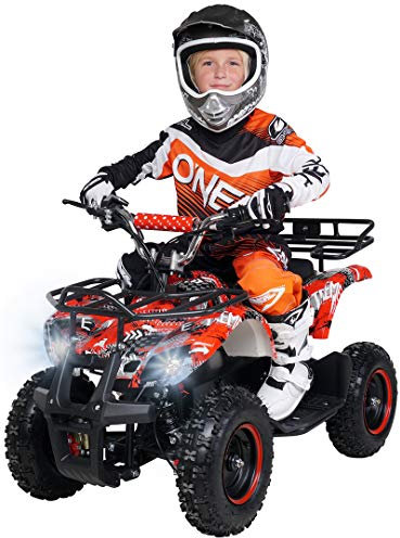 Actionbikes Motors Kinder Quad Elektro ATV Torino | 𝟑𝟔 Volt 𝟭𝟬𝟬𝟬 Watt Motor bis 𝟐𝟓 km/h - Kinderquad - Pocket Quad - Elektroquad - Miniquad - Für Kinder ab 6 Jahren (Schwarz Weiß Rot Polo)