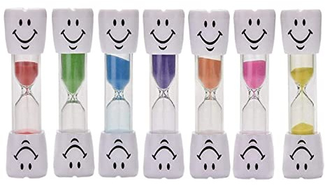 Transun Moo 7 Pack 2 Minutes Hourglass Brushing Teeth Timers Colorful Sand Timer for Kids Promote Dental Hygiene