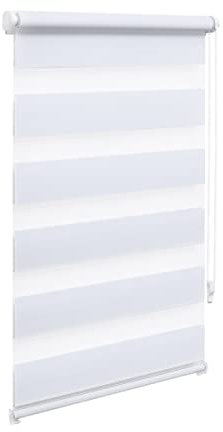 OBdeco Doppelrollo Duo Rollo Klemmfix ohne Bohren B55cm x H130cm(Stoffbreite 51 cm) Weiß für Fenster lichtdurchlässig und verdunkelnd