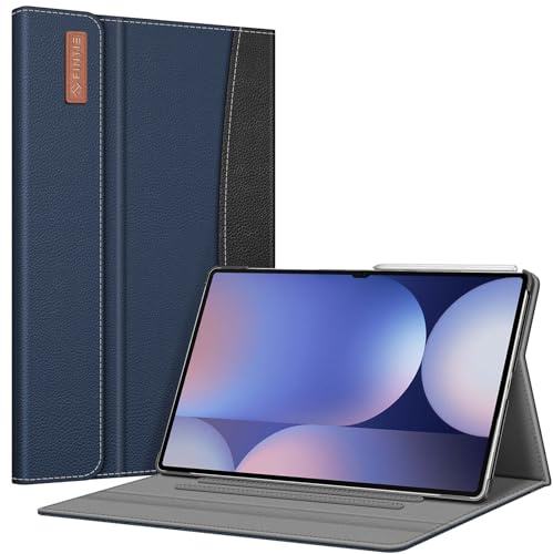 FINTIE Coque pour Samsung Galaxy Tab S10 Ultra 14.6 Puces/Tab S9 Ultra/Tab S8 Ultra (2024/2023/2022), Housse Multipositions Etui avec Poche de Document Fermeture Magnétique, Bleu Marin