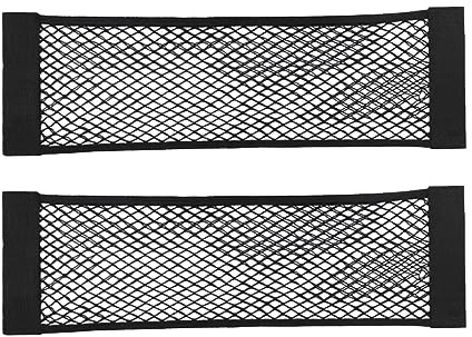 YOFADCI Rete Portaoggetti per Auto Bagagliaio, Borsa Organizer Sedile Autorete con Adesivi, Auto Rete di Nylon Flessibile, per generi Alimentari, Attrezzature per la Pulizia dell'auto 80x25cm 2 PCS